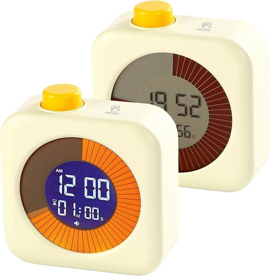 Digital Visual Backlit Timer (3-in-1) Touch Button with Stickers for Kids, Countdown, Homeschool, Classroom Essential, Pomodoro & 60 Minute Session, Teacher Gift, fits Kitchen and ADHD Users