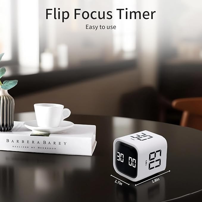 Productivity Timer Flip Gravity Sensor Cube Timer Countdown & Countup,Mute & Vibrate & Sound,5/10/30/60min & Custom Timing, Perfect for ADHD,Work,Learning,Kitchen Cooking