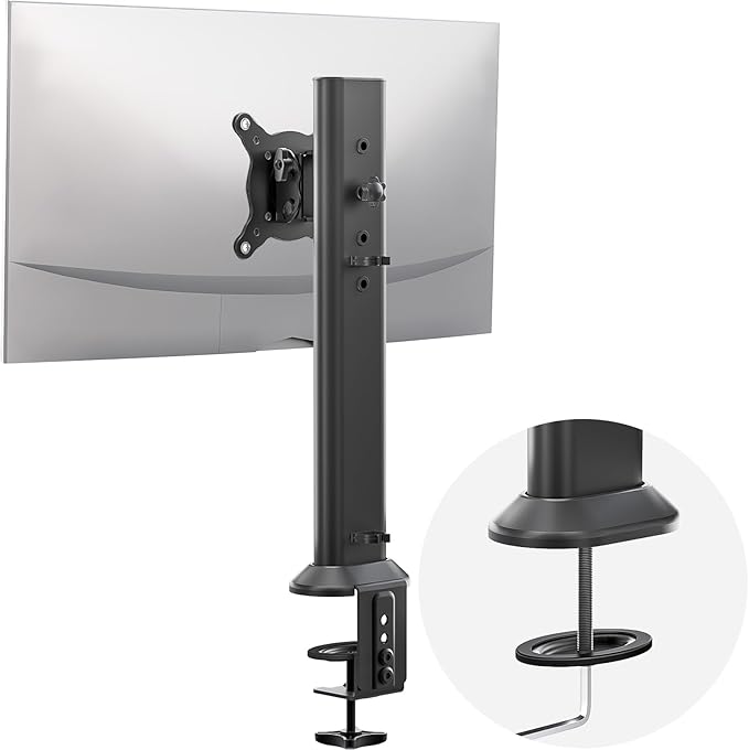 HEMUDU Single Desk Monitor Arm Mount Stand Fit for 13 inch to 32 inch Flat Curved Computer Screen with Swivel, Height Adjustable, Rotation,Holds up to 77lbs, Black