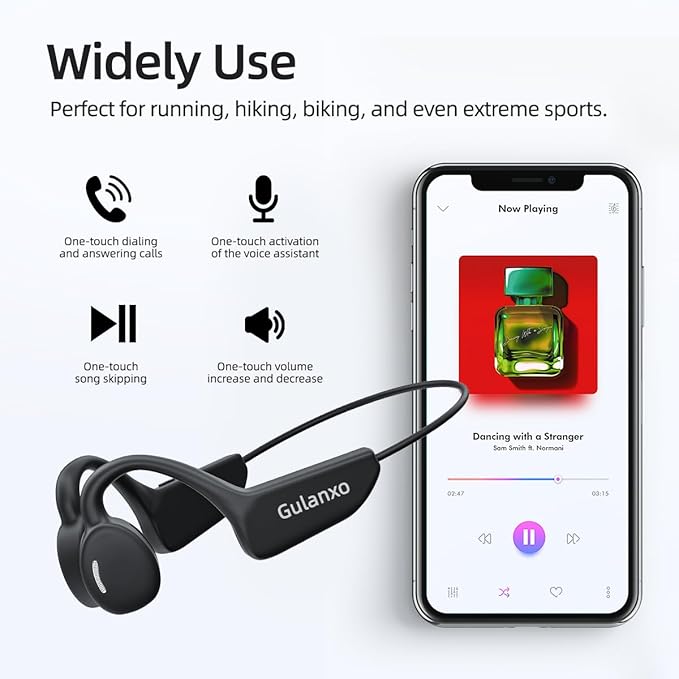 Open Ear Headphones, Open Wireless Earphones, 15HBluetooth Playback 5.3 Sports Earphones, Built-in Microphone, Suitable for Sports Running,Exercise (Black)