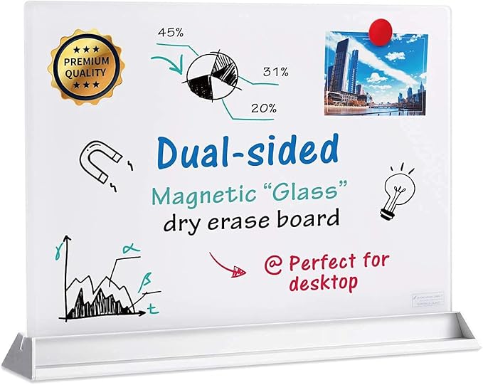 Audio-Visual Direct Magnetic Desktop Memo White Board Planner for Reception & Office (Divider, White)