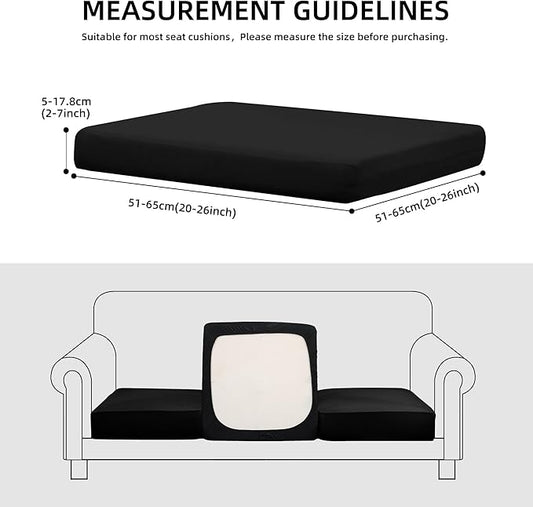 8Pcs Stretch Patio Cushion Covers Waterproof Outdoor Cushion Cover Patio Couch Cover Slipcovers, for Outdoor Furniture Protector Cover Replacement(Cover Only) (Black)