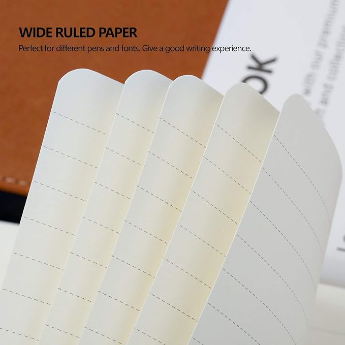 Thick Classic Notebook with Pen Loop - A5 College Ruled Hardcover Writing Notebook with Pocket + Page Dividers Gifts, Banded, Large, 180 Pages, 8.4 x 5.7 in