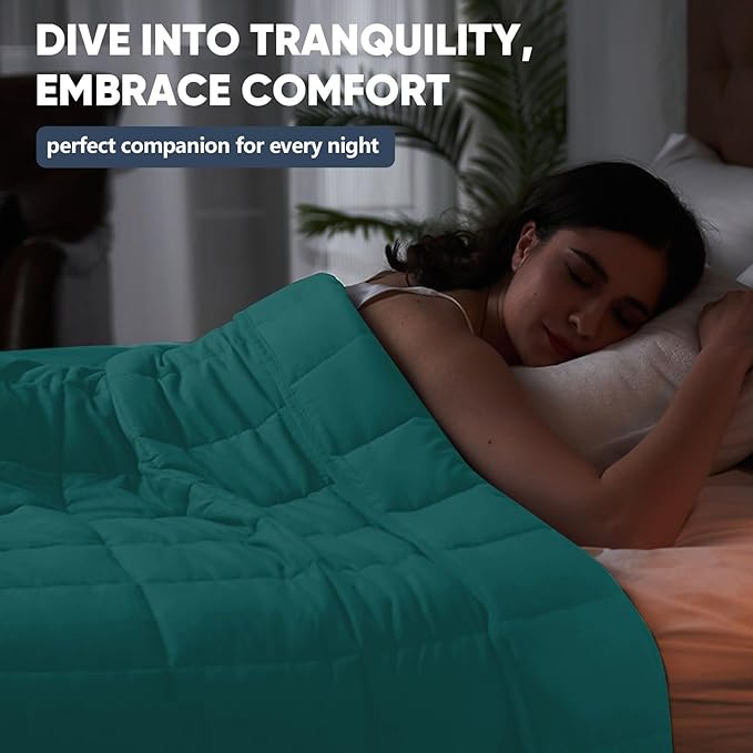 yescool King Size Weighted Blanket for Adults (25 lbs, 80” x 87”, Teal) Cooling Heavy Blanket for Sleeping Perfect for 240-260 lbs, Breathable Blanket for Adults & Couple All Season, Machine Washable
