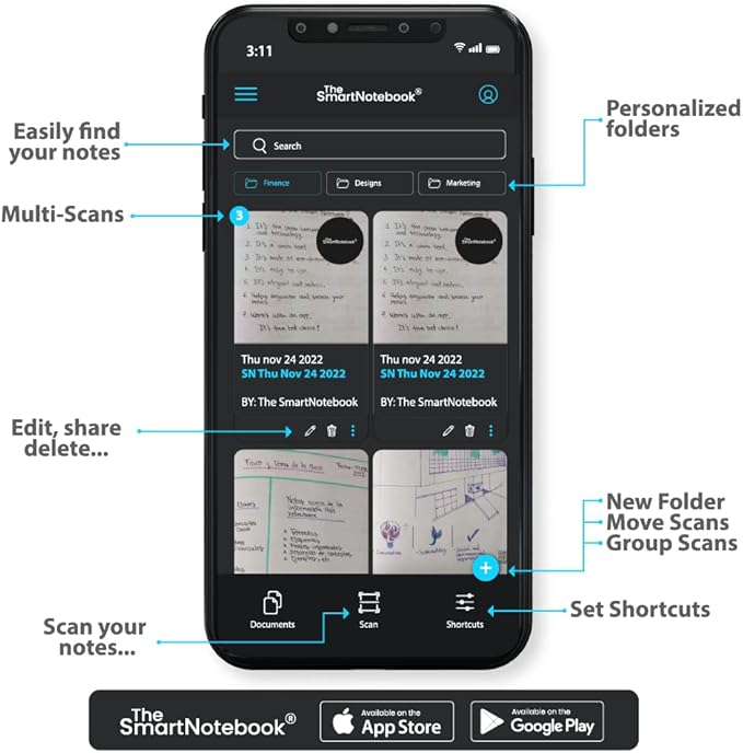 Executive Dotted Luxury Hard Cover | 190 Pages | 100g | Eco-Friendly Smart Note-Taking | Free App for Digital Note-Taking and Organization | Yellow