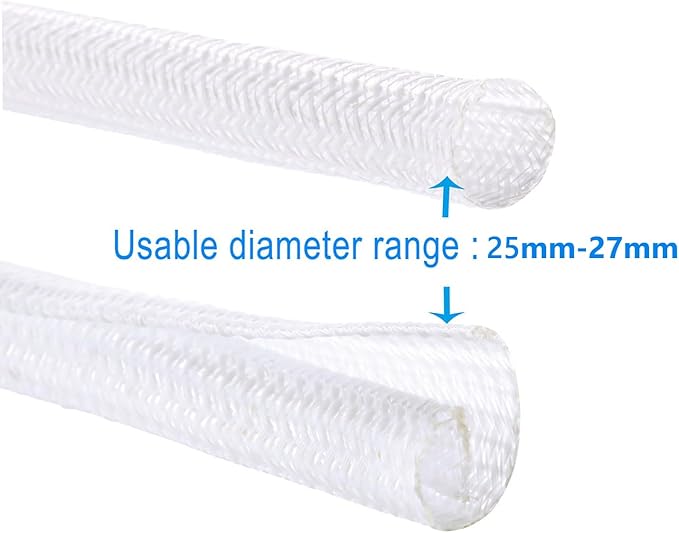 50ft 1 Inch White Cable Sleeve – Split Wire Loom Tubing Cord Protector – Flame Retardant Polyester Cable Management Wrap for Desk, TV, PC – Pet Chew Resistant & Easy to Cut