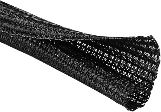 25ft - 1/2 inch Cord Protector, Split Sleeve Cable Management, Heavy Duty Wire Loom Tubing for Power Cords/USB/Audio Video – Pet Proof Chew Resistant Sleeving - Black