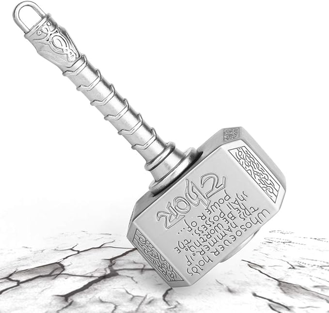 Mini Hammer Fidget Spinners Metal with Star Fidget Finger Spinner Toy, Fidget Keychian Chain Ring Cool Gadget Spinning Top Toy Focus Fingertip Gyro Stuff Gifts for Kids Adults (2 Pack)