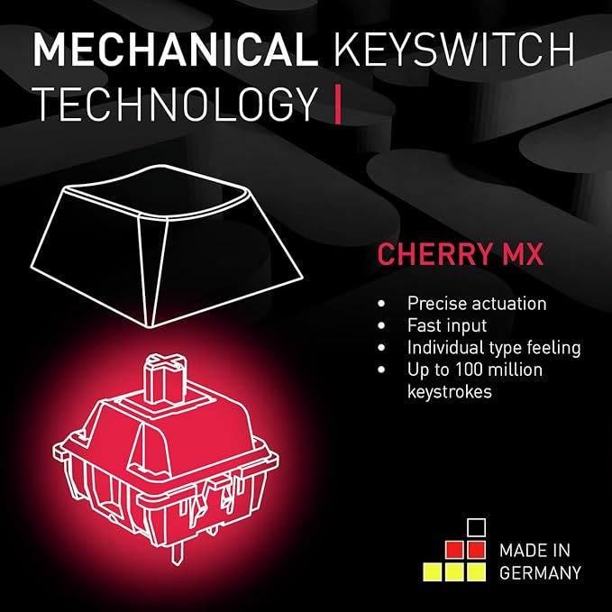 Cherry MX Board 3.0 S Wired Gamer Mechanical Keyboard with Aluminum Housing - MX Red Switches (Slight Clicky) for Gaming and Office - Customizable RGB Backlighting - Full Size - Black