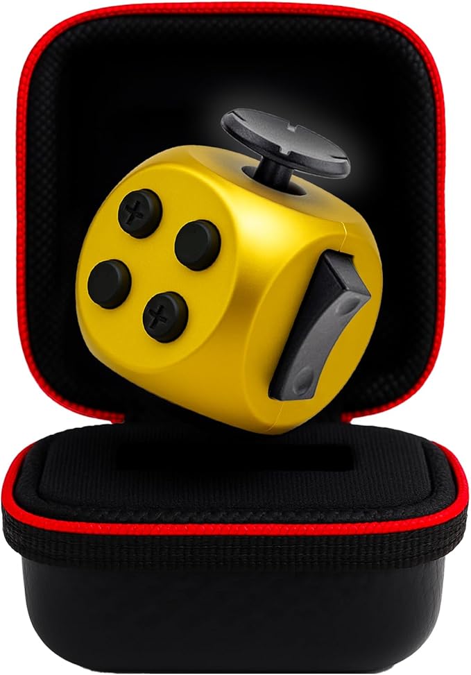 PILPOC theFube Fidget Cube, 6-Sided Stress Relief Infinity Cube for Adults & Kids, Boosts Concentration, Mindfulness Aid, Silent & Audible Modes, Includes Carry Case for Portability (Midnight Aurum)