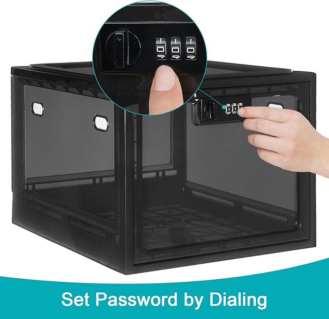 Lalifebuss Combination Lock Boxes for Personal Items, Lockable Storage Box for Office Locker/School/Medicine/Snacks/Phone Jail/Electronic/Home (2 Pack/Black)