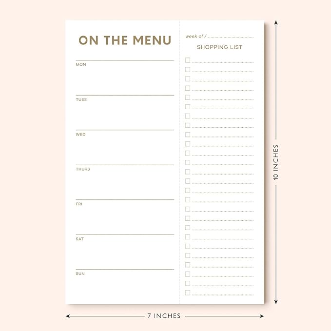 Sweetzer & Orange Gold Meal Planner and Grocery List Magnetic Notepad. 7x10” Meal Planning Pad with Tear Off Shopping List. Plan Weekly Menu Food for Weight Loss or Dinner List for Family!