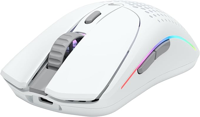 Glorious Gaming Model O 2 Wireless Gaming Mouse - Hybrid 2.4GHz & Bluetooth Wireless, 68g Superlight, Long Battery Life, 26k BAMF 2.0 Sensor, RGB, Ambidextrous, 6 Buttons, PTFE Feet - White