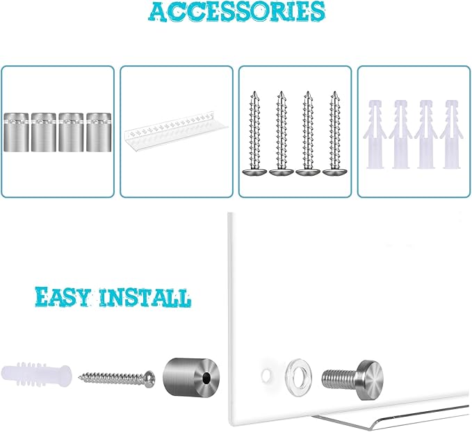 Glass Dry Erase White Board for Wall, Glass Whiteboard,11.8" x 15.7" Small Glassboard for Home Kitchen, Office, Frameless, Brilliance White(BB-WH-3040)