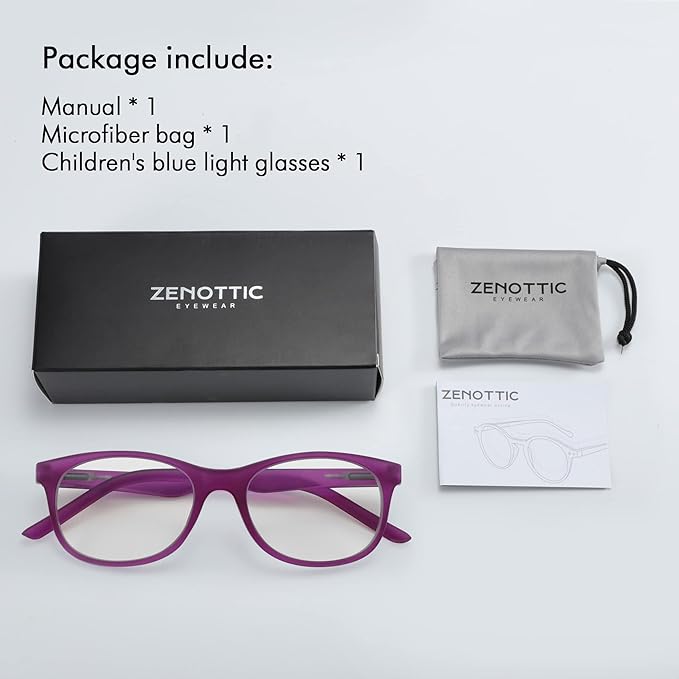 ZENOTTIC Kids Blue Light Blocking Glasses Anti Glare Lens Lightweight Frame Computer Eyeglasses for Boys and Girls