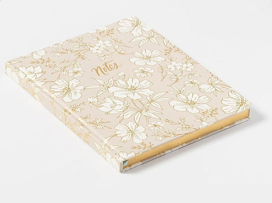 Eccolo Large Lined Journal Notebook, Hardbound Cover, Writing Journal, 256 Ruled Pages, Gilded Edge, Ribbon Bookmark, Lay Flat, Desk Size for Work or School (Delicate Floral, 8x10 inches)