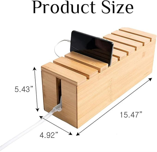 Multiple Charging Station Rack with Cable Box Organizer Cable Management Box to Hide Desktop Cables and Floor Cables, Power Cord Management Box for Cord Management