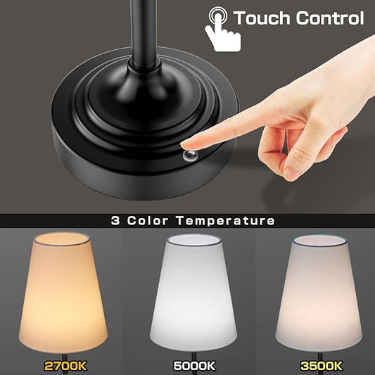 Portable Cordless Table Lamp, Built in Rechargeable Battery, 2700-6000k Color Temperature, Fully Dimmable, Scalable, Ambient Light for Patio, Restaurant, Bar, Bedroom, Dining (Black)