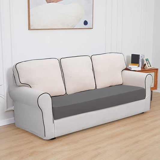 Easy-Going 100% Waterproof Sofa Seat Cushion Slipcovers Couch Cushion Cover Stretch Furniture Protector for Kids, Pets (Sofa Cushion, Light Gray)