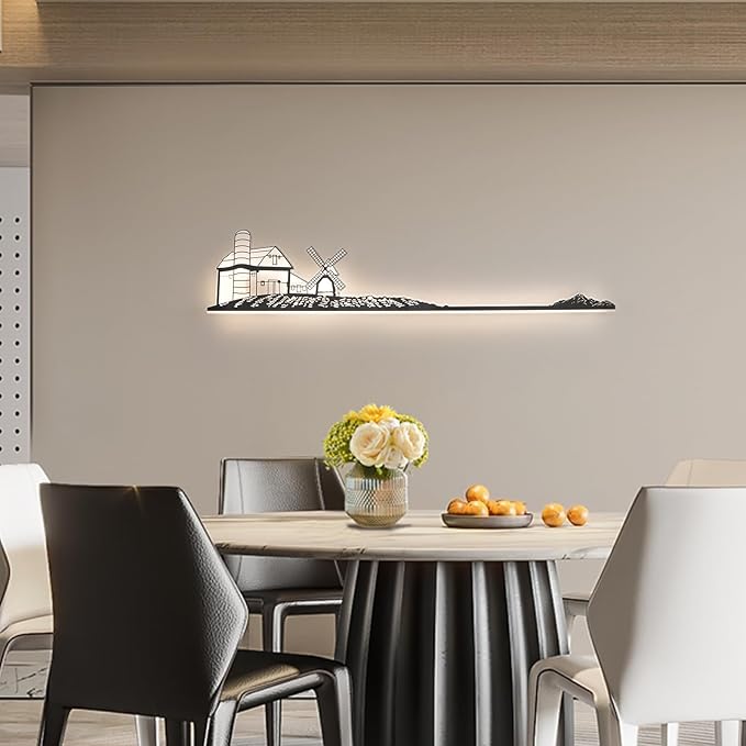 Qcyuui Dimmable LED Wall Lights Wall Sconce with Remote Control 47.2inch Wall Lamp Black Led Wall Sconce Indoor Creative Wall Lighting for Bedroom Living Room Hallway Staircase, 32W