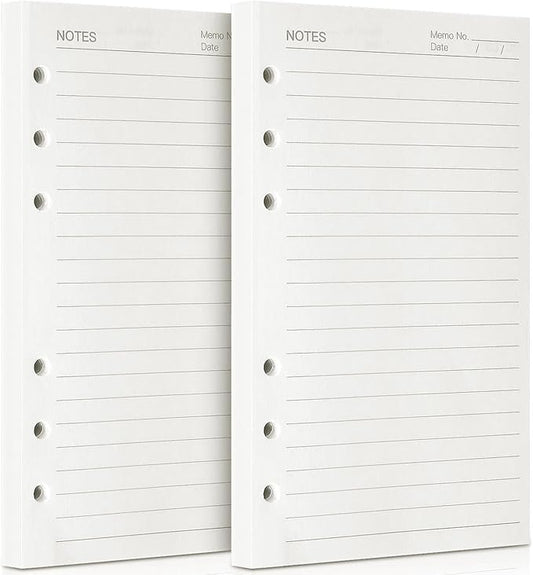 A5 Refill Paper, 280 Pages A5 Loose Leaf Paper 6 Hole Notebook Refills for 6 Ring Refillable Binder Notebook Planner Diary Journals Painting Personal Organiser-Line Pages