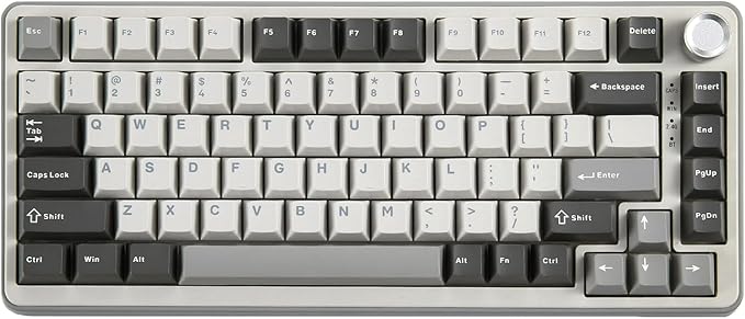 YUNZII B75 PRO Wireless Mechanical Keyboard,75% Layout with Knob,Hot Swap Gasket Custom Structure,Creamy Pre-lubed Switches,RGB Backlit,Bluetooth/Type-C/2.4G for Win/Mac(Blue Grey Switch,Grey)