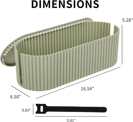 FABROK Cable Management Box with 10 Cable Ties, Cable Organizer Box for Power Strips, Surge Protectors, Chargers, Adapters, TV Computer Wires Cable Hider Organizer Box for Home/Office (Large/Green)