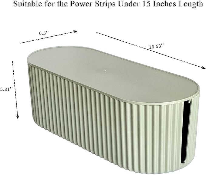 Green Cable Management Box, Power Strips Hider Cover Under TV and Desk for Home, Office, School Use, Plastic Surge Protector Cover on Floor, Electronics Cord Bin with Lid (Large)