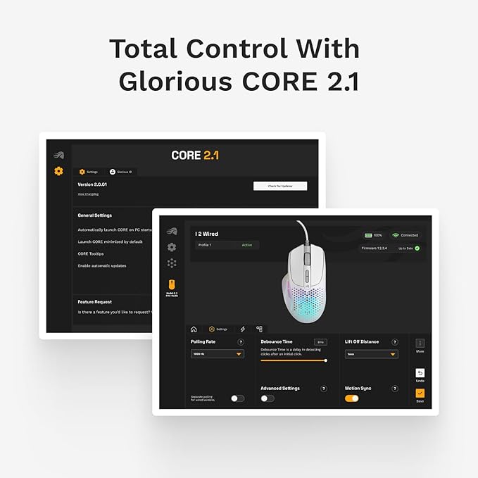 Glorious Gaming Model I 2 Wired Gaming Mouse: 9 Programmable Buttons (2 Swappable), 66g Superlight, 26k Optical Sensor, 80M Click Rated Switches, MMO/MOBA/FPS, Side Thumb Rest (White)