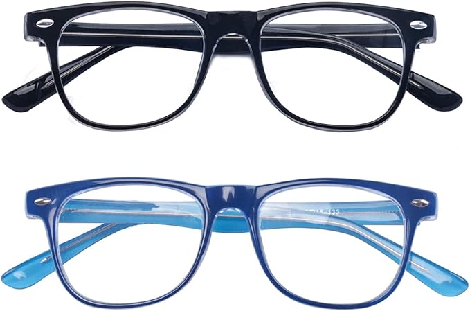 ALWAYSUV Blue Light Glasses For Kids Computer Gaming Blocking Glasses Anti-Radiation UV 400 Protection Eyewear 3-12 Age (Black+Blue)