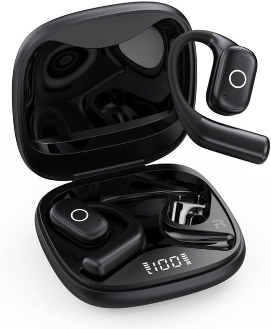 YHO Open Ear Headphones Ear Buds Wireless Earbuds 80Hrs Playtime Bluetooth Ear Buds with Earhooks Bluetooth 5.4 Touch Control Air Conduction Sport Headsets IPX7 Waterproof Earphones for Running