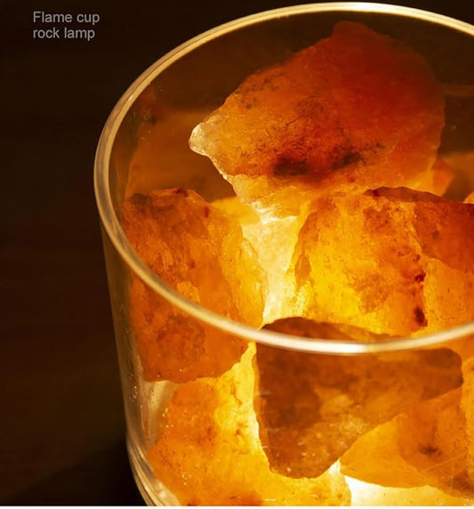 Ulalaza Global Natural Himalayan Salt Fire Warm Color Lamp w/Rough Salt Chunks Includes Dimmer Switch Light Bulb Cord Unique Gift Idea