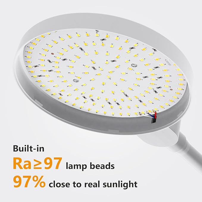 Light Therapy Lamp, 3 in 1 Therapy Floor Lighting, 11000 Lux Full Spectrum Therapy Lamps, UV-Free LED Sunlight, 10 Brightness/5 Color/Gooseneck/Height Adjustable Timer Control, White