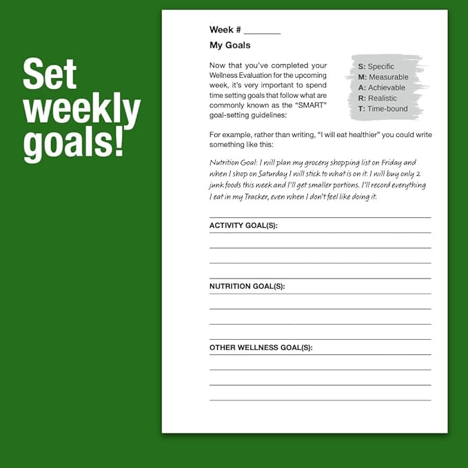 Wellness Tracker Daily Habit Tracker. Set Goals for All Physical Activity and Nutritional Habits in Spiral Bound, 10-Week Journal. Ideal for Women and Men 50-80+.