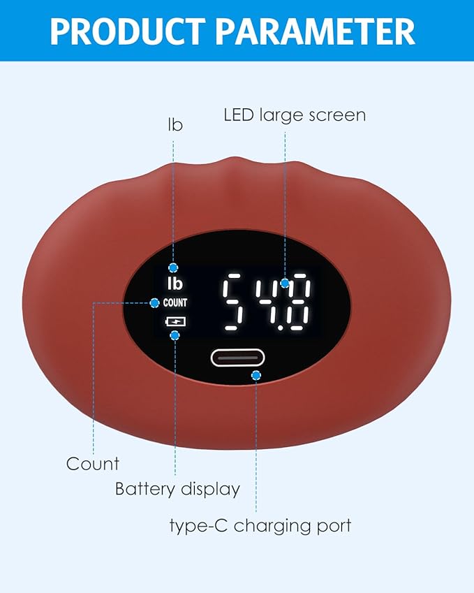 Grip Strength Tester, Rechargeable Digital Hand Gripper Strengthener Up to 396lbs, Hand Gripper Strengthener with Counting, LED Display, Fitness Toy, Stress Balls for Sport Home School