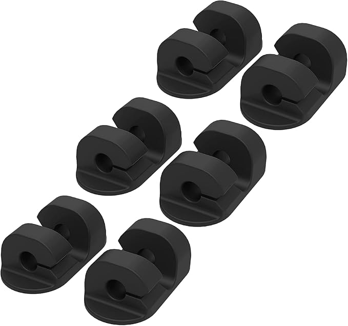 Scosche CMAA2-6PKRP 6 Pack Adhesive Cable Management Clip Kit, Cord Organizer, Wire Holder for Desk, Nightstand, Phone Charger, Computer, Home, Office, Car, Black