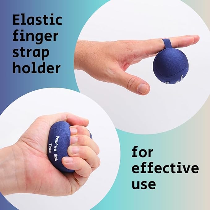 Yogi Stress Ball with Finger Grip Strap ā Squeeze Ball for Anxiety Relief & Hand Therapy ā Grip Strength Trainer for Adults & Kids, Fidget Toy for Stress Relief, Squishy Sensory Ball