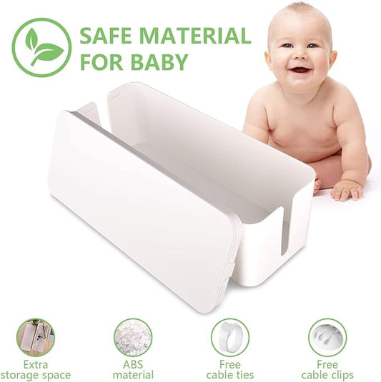 Cable Management Box, Large Cord Organizer Box to Hide Power Strip & Under Desk,TV Computer Wires Cable Organizer Hider Box with Cable Clips&Reusable Cable Ties for Home/Office(White)