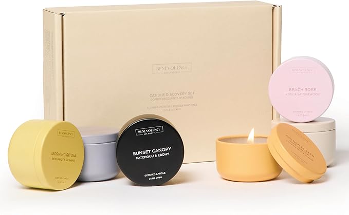 Benevolence LA Candle Gift Set – 6 Fall Scented Candles (1.4 oz) | Aromatherapy Candles with Orange, Eucalyptus, Rose & Jasmine | Cozy Seasonal Gift