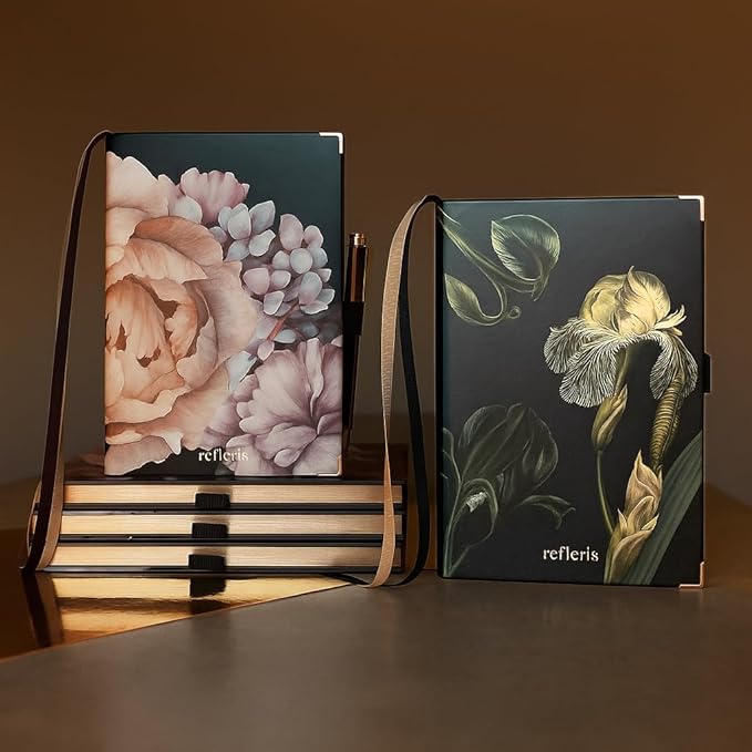 A5 Dotted Journal Bullet Notebook – 120 GSM Thick Paper, Floral Hardcover with Metallic Edges, Pen Loop, 2 Bookmarks, Inner Pocket – Writing Diary for Women, Gifts or Daily Use (Midnight Garden)