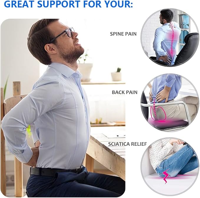 Gel Seat Cushion, Office Seat Cushion Chair Pads for Office Home Car Wheelchair Long Trips - Extra Thick Gel Cushion for Pressure Sores, Tailbone, Back, Sciatica Pain Relief (Extra Thick, Blue)