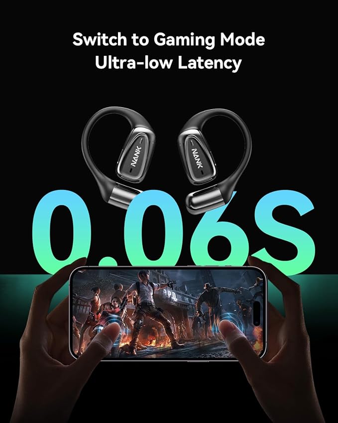 NANK OE Mix Open-Ear Headphones, Bluetooth 5.4 Wireless Sports Headphones with Earhooks, 18Hrs Sports Earbuds with Charging Case for Running, Cycling, Walking, Workout