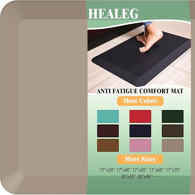 Anti Fatigue Floor Mat,Kitchen Mat, Standing Desk Mat – Comfort at Home, Office, Garage - Polyurethane(PU) Foam (Beige, 30" L x 17" W x 1" Th)