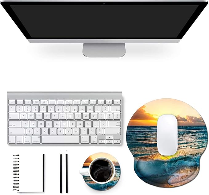 ToLuLu Mouse Pad Wrist Rest Support Gel, Ergonomic Mouse Pads with Non Slip PU Base, Mouse Wrist Rest Pad for Laptop Computer Home Office Working Gaming Pain Relief, Sunset& Beach