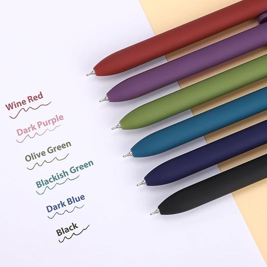 FIOVER Colored Pens, 6 Pack Colorful Gel Pens, Quick-Dry 0.7mm Medium Point for Journaling, Note Taking, Doodling, Aesthetic Office School Supplies, Gifts for Women Men(6PCS Vintage Colorful)