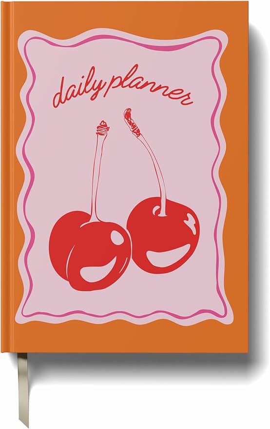 Yop & Tom Undated Daily Planner (A5) - Productivity Planner - Weekly and Daily Organizer with Time Slots - Cherries