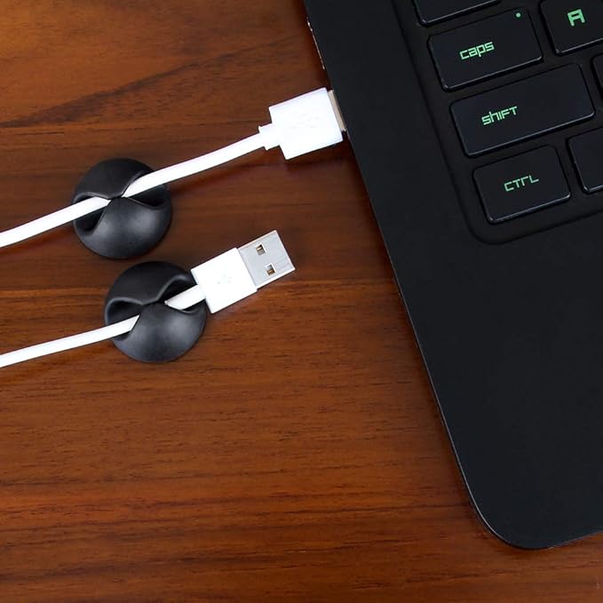 Cable Clips Cord Organizer, Tomorotec Multipurpose Cable Holder with Adhesive Pad Cord Management System, Desktop Cable Organizer for HDMI, Charging Cable, Ethernet, USB Cable (Black 36pcs)