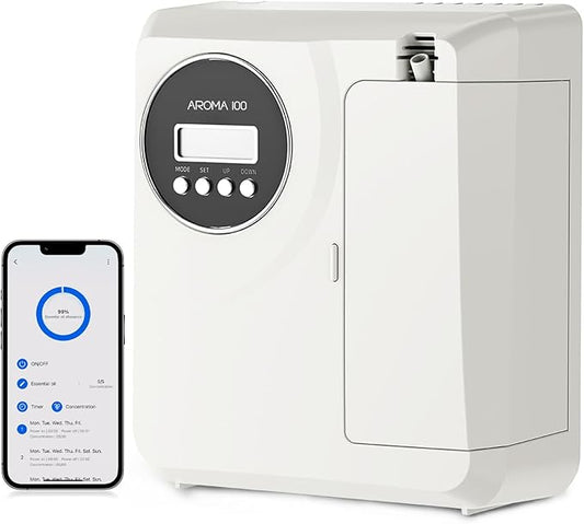 Waterless Diffuser for Essential Oil 2000sq.ft Coverage, APP Control, Hotel Scent Diffuser for Home, Nebulizer Nano Air Freshener Smart Aromatherapy Cold Air Diffusers for Large Room, Office - White