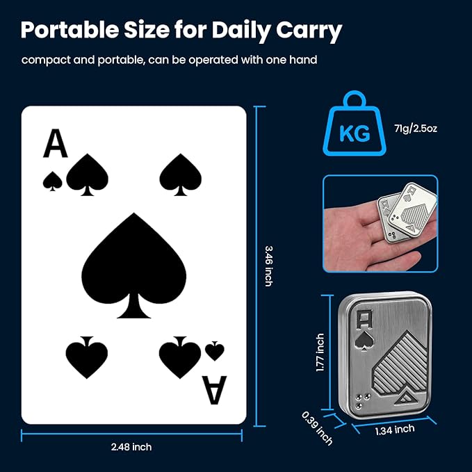 Metal Fidget Toys, Magnetic Fidget Slider for Adults, EDC Poker Push Card ,Relieve Stress ADHD & Anxiety, Break Bad Habits, Cool Gadget Office Desk Toy, Gift for Boyfriend, Husband and Father