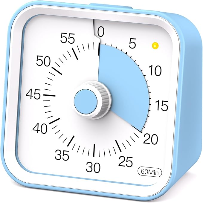 Visual Timer for Kids with Pause Function, 60 Minute Countdown Timer for Kids Desk Study, Teaching, Kitchen Cooking, Office Meetings, Time Management for ADHD (Blue)